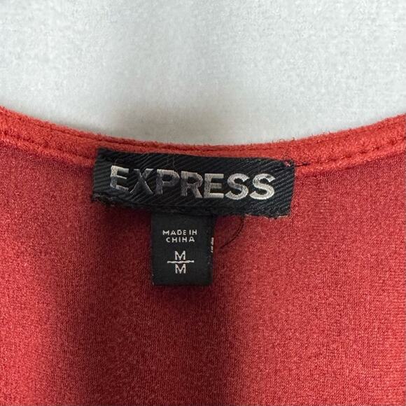 EXPRESS / burnt orange faux suede fringe tank mini dress / M - Picture 5 of 8